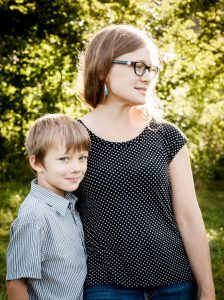 Amy Ager with her son at Hickory Nut Gap Farm in Fairview, North Carolina