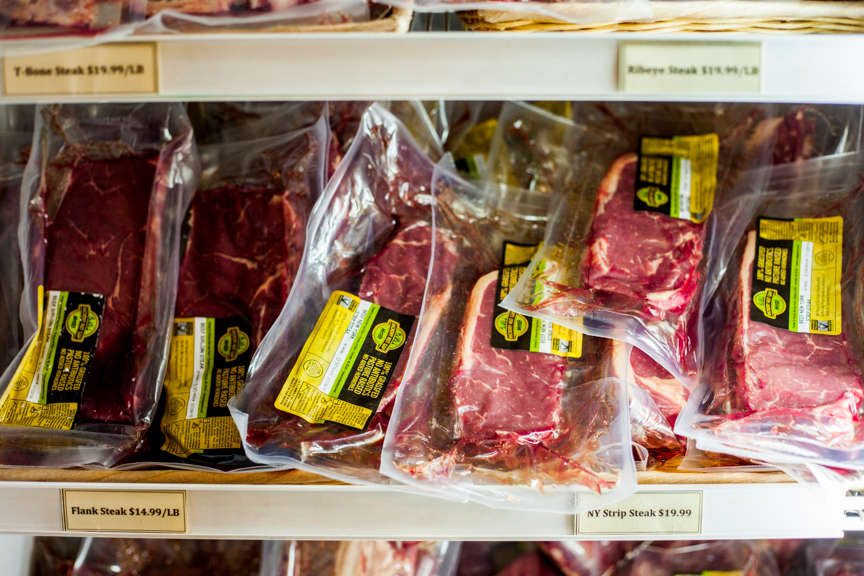 beef for sale at the Hickory Nut Gap Farm Store in Fairview, North Carolina